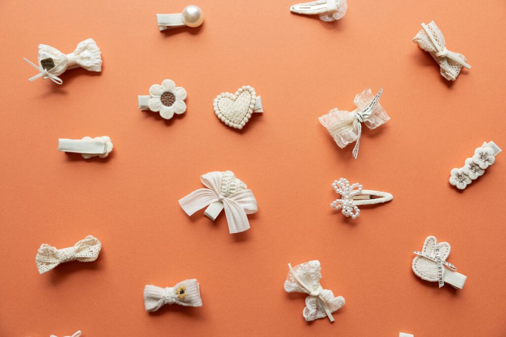Hair clips on an orange back ground