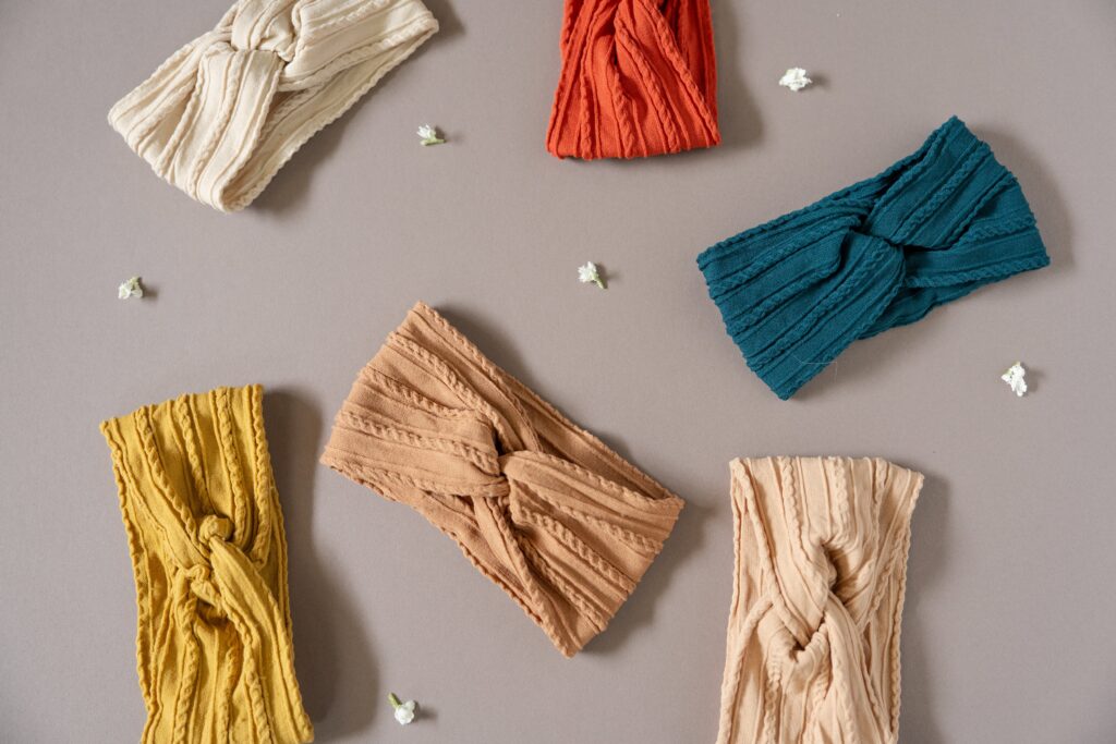 Headbands scattered abd styled for How to Style a Product For Your Brand.